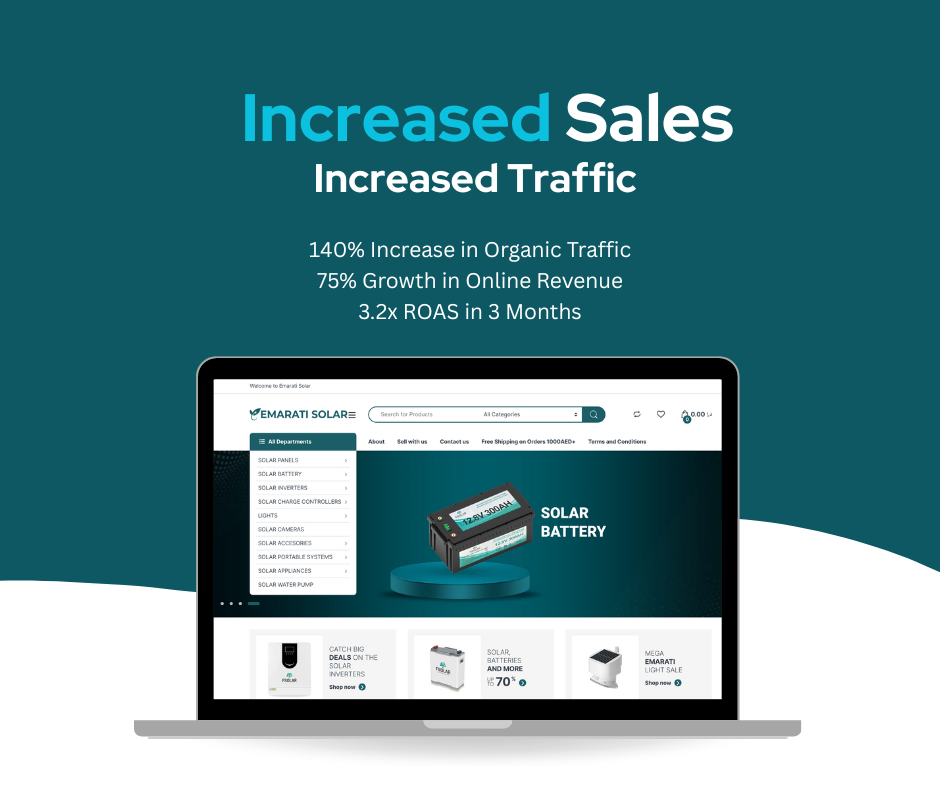 Case study with Emarati Solar - SEO Client of Adam Innovatiosn. Case study: we increased sales through SEO